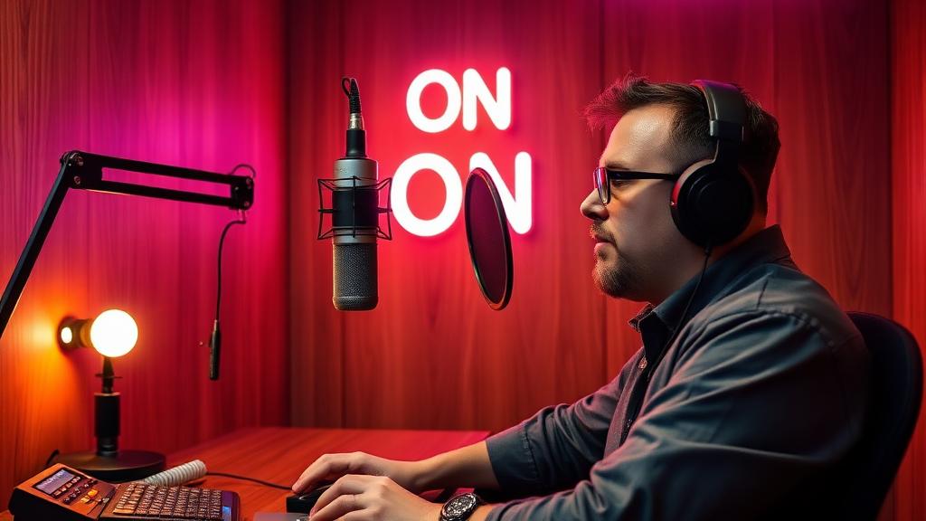 Example Podcast Booth AI creator studio portrait