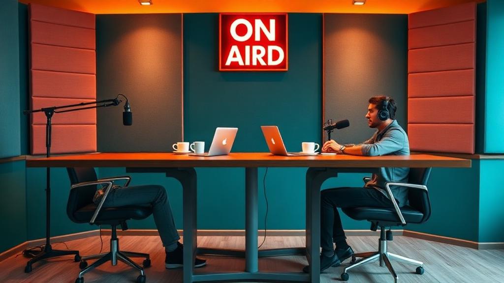 Example Podcast Duo Desk AI creator studio portrait