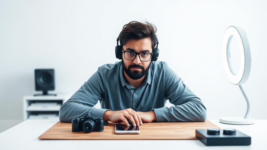 Example Tech Reviewer AI creator studio portrait